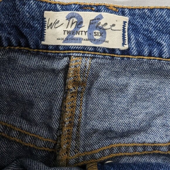 We The Free Light Wash Denim Raw Hem Cut Off Mini Skirt - Picture 6 of 8